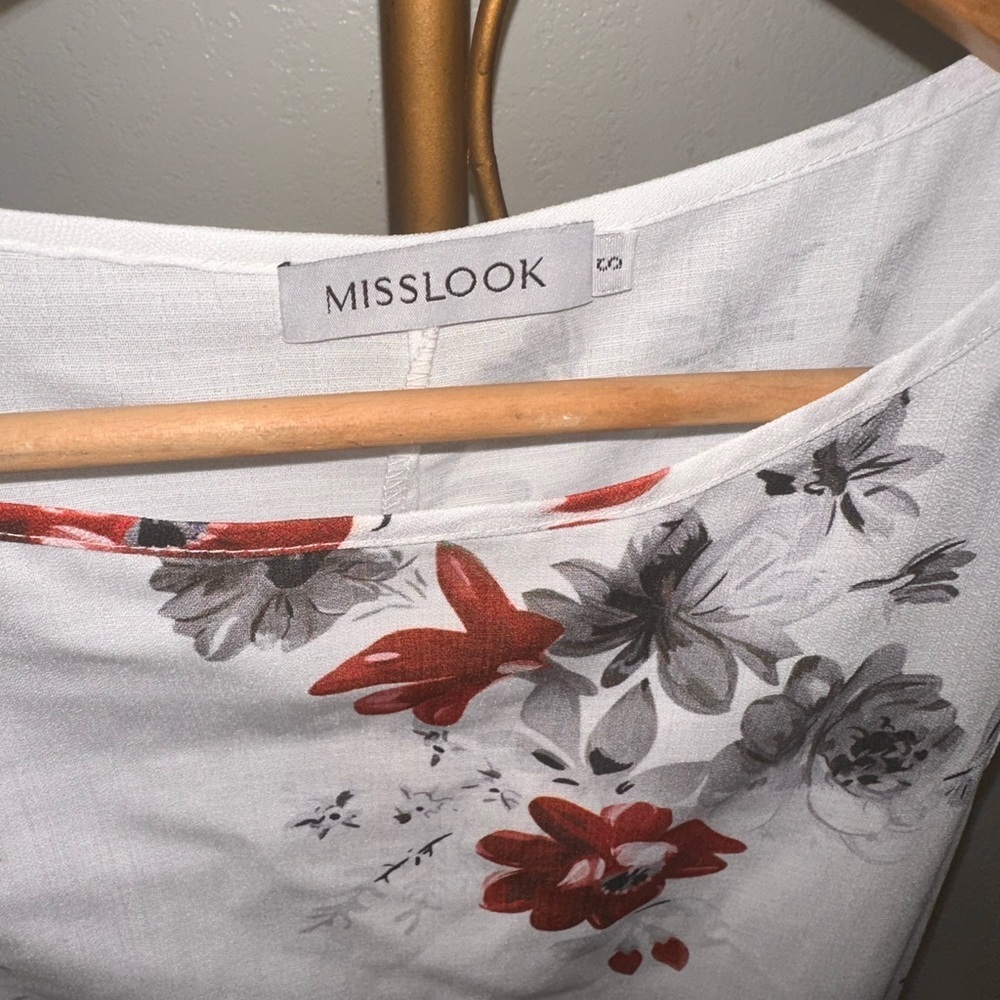 Floral A LINE Crew Neck MIDI DRESS with Pockets Women Size Small White NWOT - Picture 6 of 7